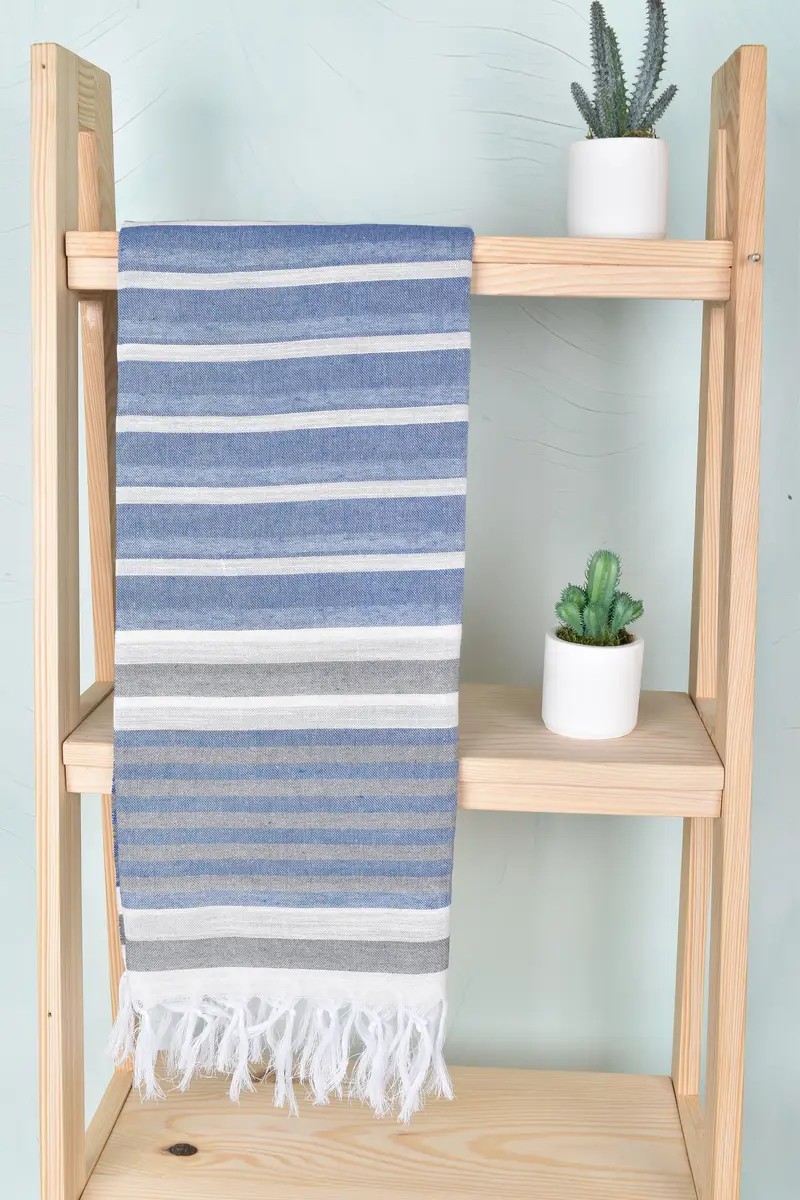Yoga Towel, Thin towel, Handwoven organic Turkish towel for spa, 68x40 Cotton Striped Towel, Hammam towel, Family Gift, Bachelorette Party Gifts - 8