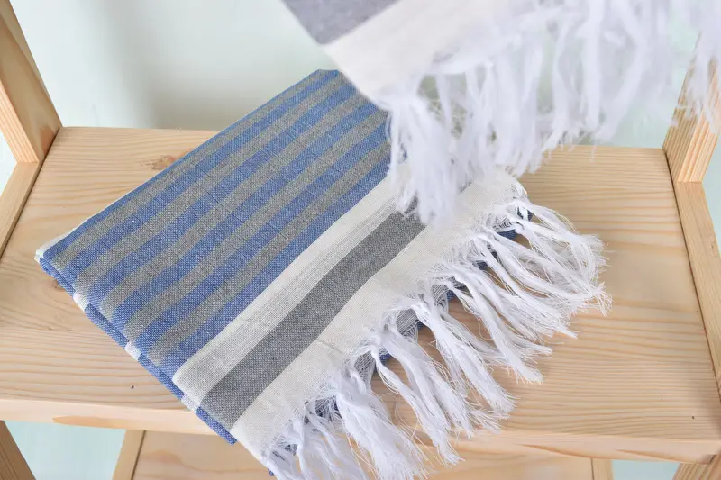 Yoga Towel, Thin towel, Handwoven organic Turkish towel for spa, 68x40 Cotton Striped Towel, Hammam towel, Family Gift, Bachelorette Party Gifts - 5