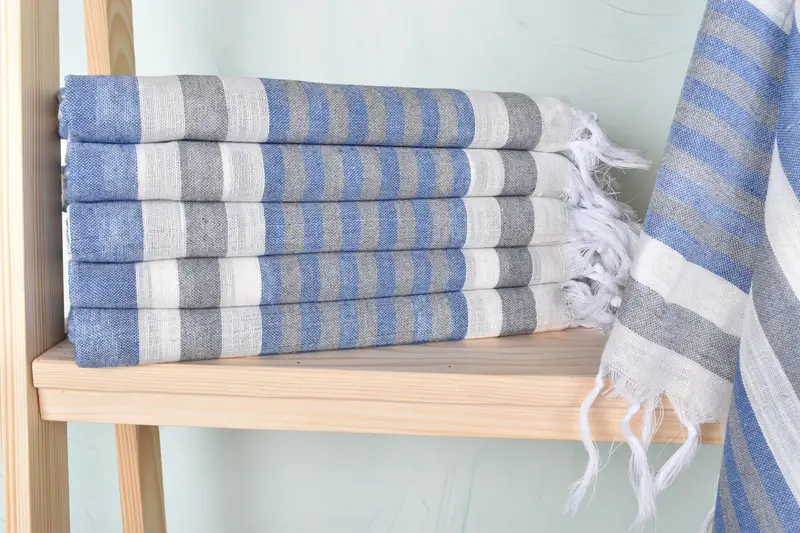 Yoga Towel, Thin towel, Handwoven organic Turkish towel for spa, 68x40 Cotton Striped Towel, Hammam towel, Family Gift, Bachelorette Party Gifts - 1