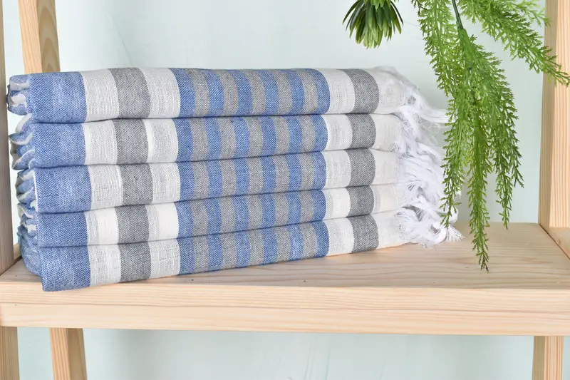Yoga Towel, Thin towel, Handwoven organic Turkish towel for spa, 68x40 Cotton Striped Towel, Hammam towel, Family Gift, Bachelorette Party Gifts - 2