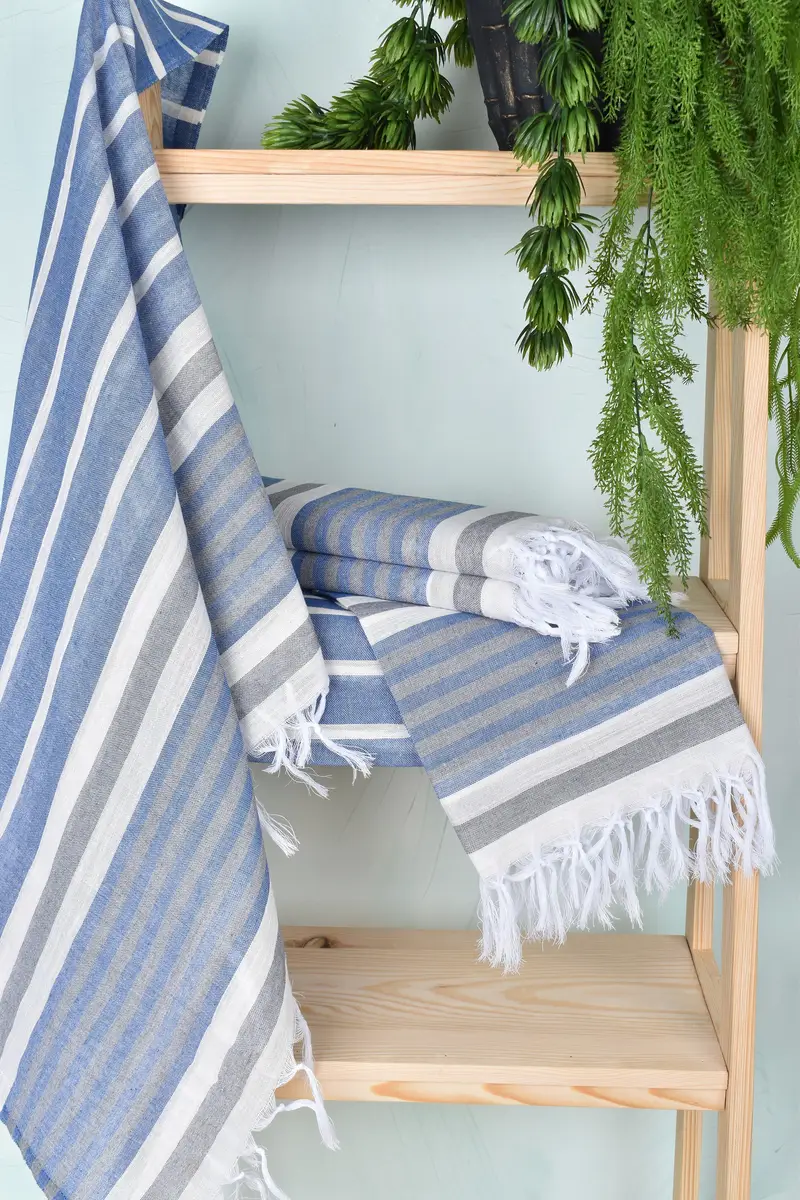 Yoga Towel, Thin towel, Handwoven organic Turkish towel for spa, 68x40 Cotton Striped Towel, Hammam towel, Family Gift, Bachelorette Party Gifts - 6