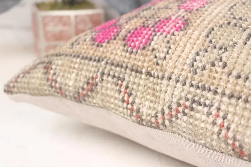 Vintage Kilim Pillow, Throw Kilim Pillow, Pet Cushion Cover, Pillow Case, 16x16 Beige Cushion, Vintage Kilim Throw Pillow - 7