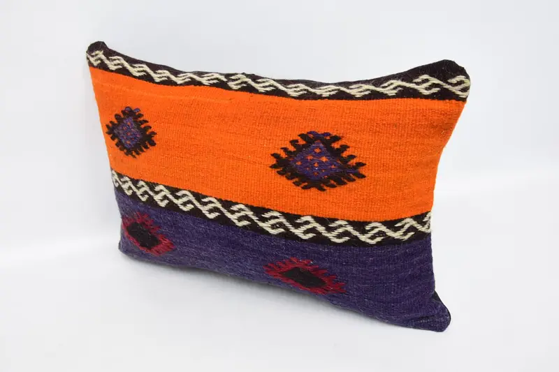 Pillow, Car Pillow Sham, Pillow for Couch, Throw Kilim Pillow, Pillow for Sofa, Ethnic Pillow Cover Pillow Sham, 16x24 Orange Cushion - 4