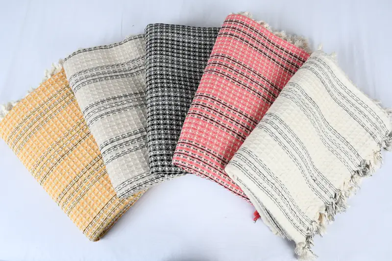 First Wedding Anniversary Gift, Monogram Blanket, Throw Blanket, Bedspread, 96x70 Cotton Striped Towel, Personalized Wedding Gift For Couple - 2