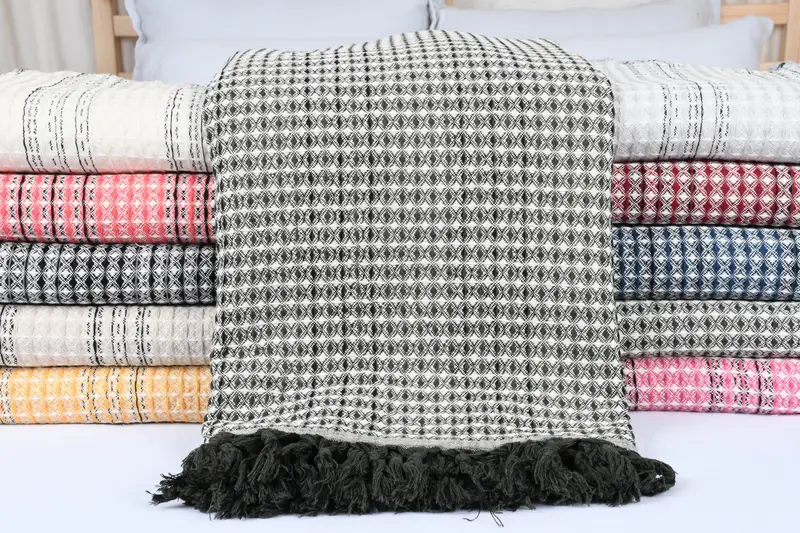 First Wedding Anniversary Gift, Monogram Blanket, Throw Blanket, Bedspread, 96x70 Cotton Striped Towel, Personalized Wedding Gift For Couple - 1