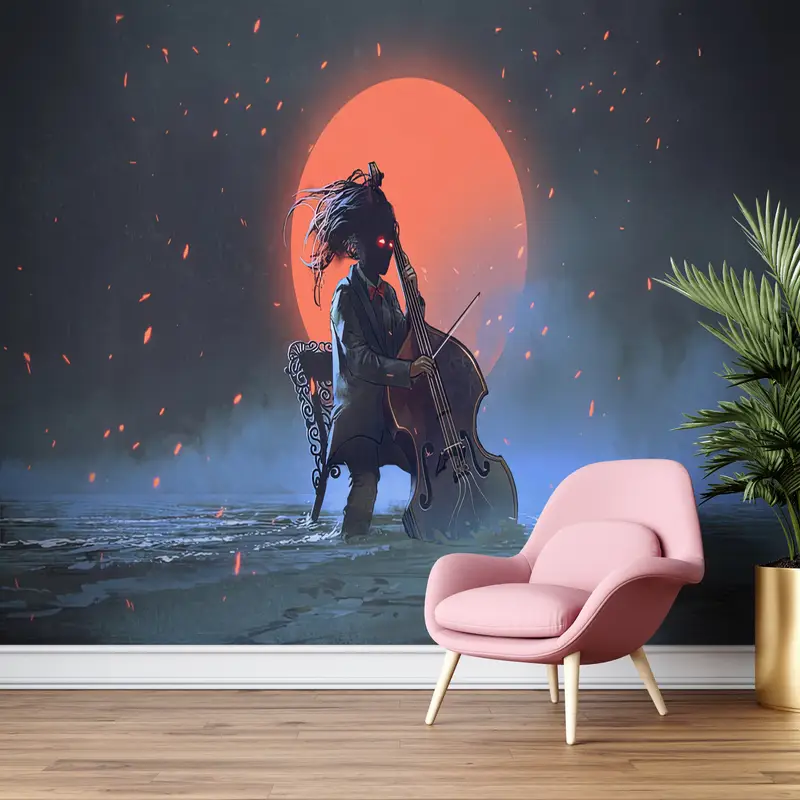 Custom Wall Paper, Mysterious Man Mural, Bright Wall Paper, 3d Wall Paper, , Sea Landscape Wallpaper, Modern Wall Poster, - 1