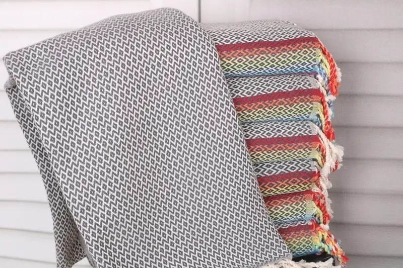 Beach Towel Personalized Diamond Gray Organic Cotton, 40x71 Inches