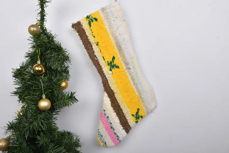 Patrón de adornos navideños festivos, calcetín navideño de 7 pulgadas