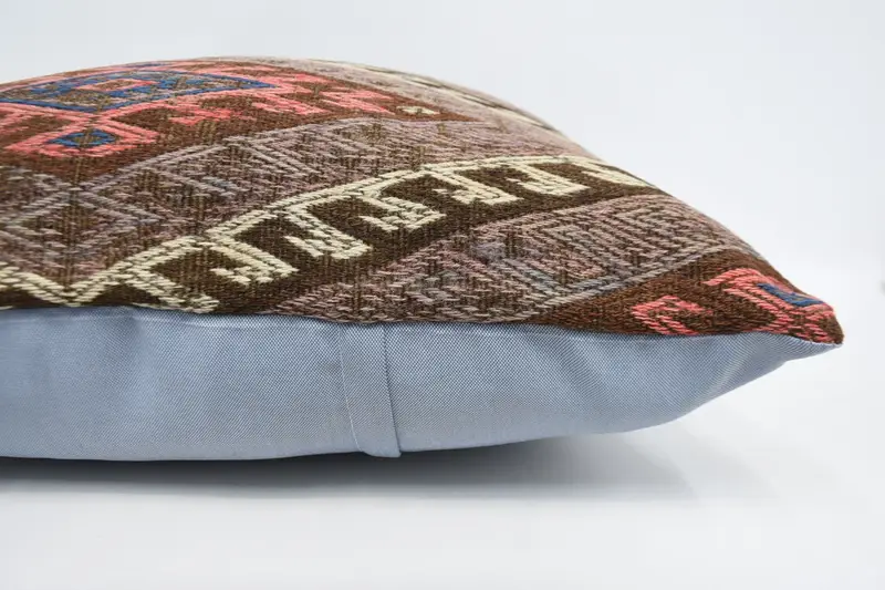 Kilim Pillow, Vintage Kilim Pillow, Pillow, Ottoman Cushion Case, Boho Chic Cushion Case, Yoga Pillow, Boho Pillow Sham Cover, 28x28 Brown Pillow - 5