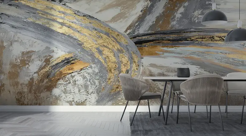 Bright Wall Paper, Custom Wall Paper, , Silver Wall Mural, Marble Mural, Trendy Wall Print, Wall Paper Peel and Stick, Gray Mural, - 6