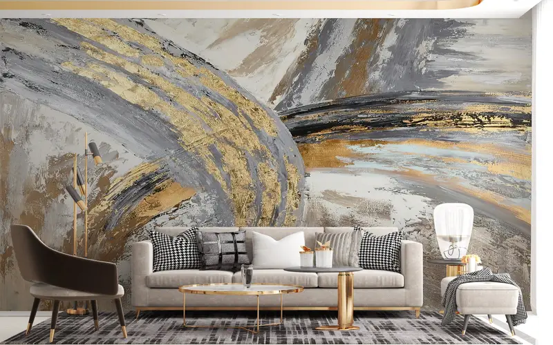 Bright Wall Paper, Custom Wall Paper, , Silver Wall Mural, Marble Mural, Trendy Wall Print, Wall Paper Peel and Stick, Gray Mural, - 3