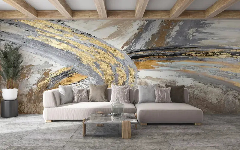 Bright Wall Paper, Custom Wall Paper, , Silver Wall Mural, Marble Mural, Trendy Wall Print, Wall Paper Peel and Stick, Gray Mural, - 2