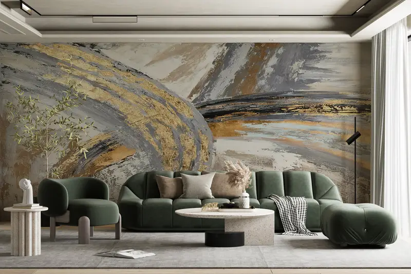 Bright Wall Paper, Custom Wall Paper, , Silver Wall Mural, Marble Mural, Trendy Wall Print, Wall Paper Peel and Stick, Gray Mural, - 4