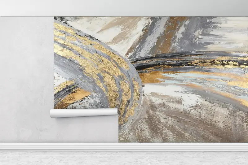 Bright Wall Paper, Custom Wall Paper, , Silver Wall Mural, Marble Mural, Trendy Wall Print, Wall Paper Peel and Stick, Gray Mural, - 1