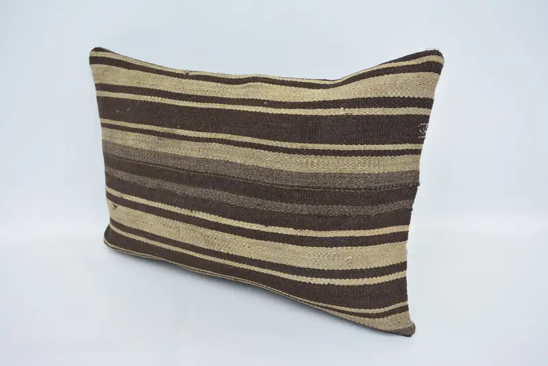 Ethnic Pillow Cover Pillow, Pillow Sham, Kilim Pillow, Kilim Pillow Cover, Throw Kilim Pillow, 16x24 Brown Pillow, Chair Cushion - 4
