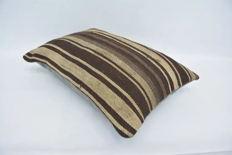 Ethnic Pillow Cover Pillow, Pillow Sham, Kilim Pillow, Kilim Pillow Cover, Throw Kilim Pillow, 16x24 Brown Pillow, Chair Cushion - 6