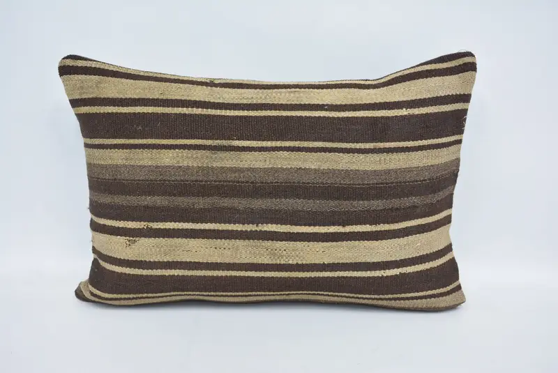 Ethnic Pillow Cover Pillow, Pillow Sham, Kilim Pillow, Kilim Pillow Cover, Throw Kilim Pillow, 16x24 Brown Pillow, Chair Cushion - 1