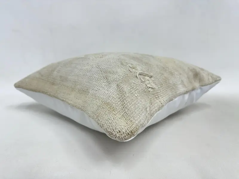 Cushion, Turkish Kilim Pillow, Antique Pillows, Turkish Corner Cushion, Neutral Cushion Case, Handmade Kilim Cushion, 16x16 Beige Cushion - 6