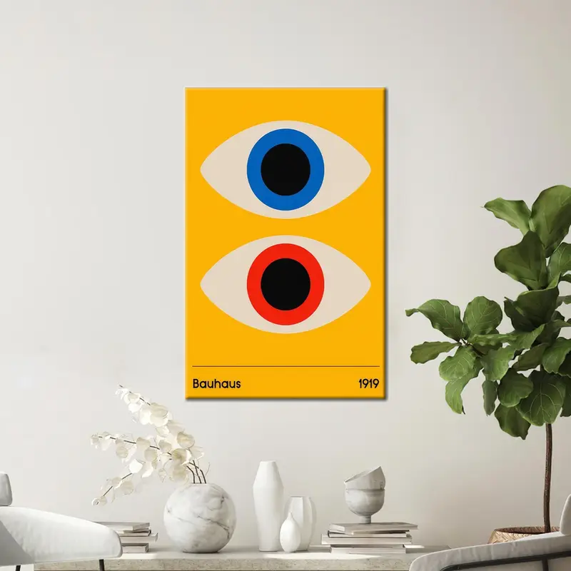 Bedruckte Leinwand aus der Mitte des Jahrhunderts: Bauhaus-Minimalkunst für Zuhause