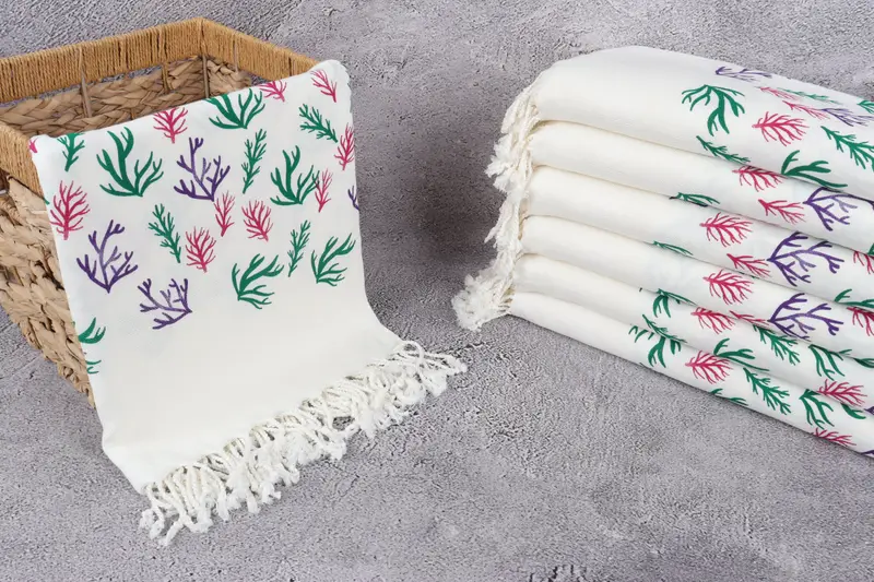 Absorbent Turkish towel, Embroidered Towel, Kids Beach Towel, Bathroom Towel, Quick-dry towel, 70x40 Cotton Floral Patterned Towel, Gym Towel - 4