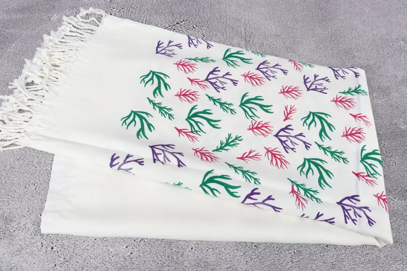 Absorbent Turkish towel, Embroidered Towel, Kids Beach Towel, Bathroom Towel, Quick-dry towel, 70x40 Cotton Floral Patterned Towel, Gym Towel - 7