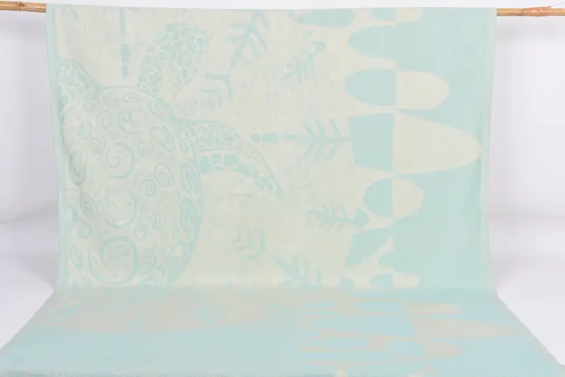 Bridal Shower Gift Organic Cotton Mint Turtle Design Towel, 70x40 Inches