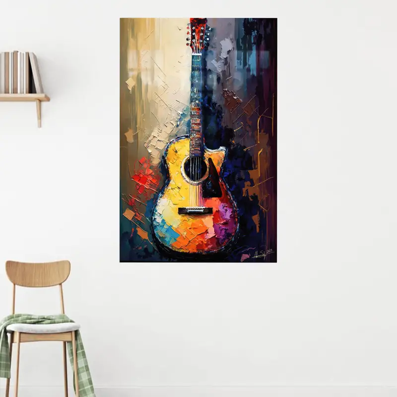 トレンディなプリント ガラス: 音楽愛好家のための抽象的なギター デザイン