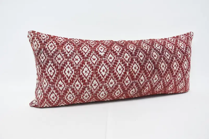Kilim Pillow, 16x36 Red Cushion, Ikat Cushion, Garden Pillow Sham, Cushion Cover, Handmade Kilim Cushion, Vintage Kilim Throw Pillow - 3