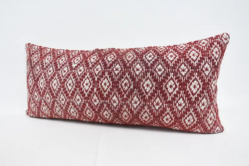 Kilim Pillow, 16x36 Red Cushion, Ikat Cushion, Garden Pillow Sham, Cushion Cover, Handmade Kilim Cushion, Vintage Kilim Throw Pillow - 4
