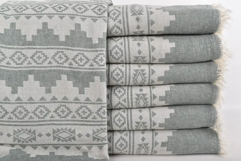 Turkish Beach Blanket, Personalized Gifts, Bedspread, Turkish Cotton Blanket, Throw Blanket, 92x80 Cotton Kilim Towel, Organic Throw, Couch Blanket - 1