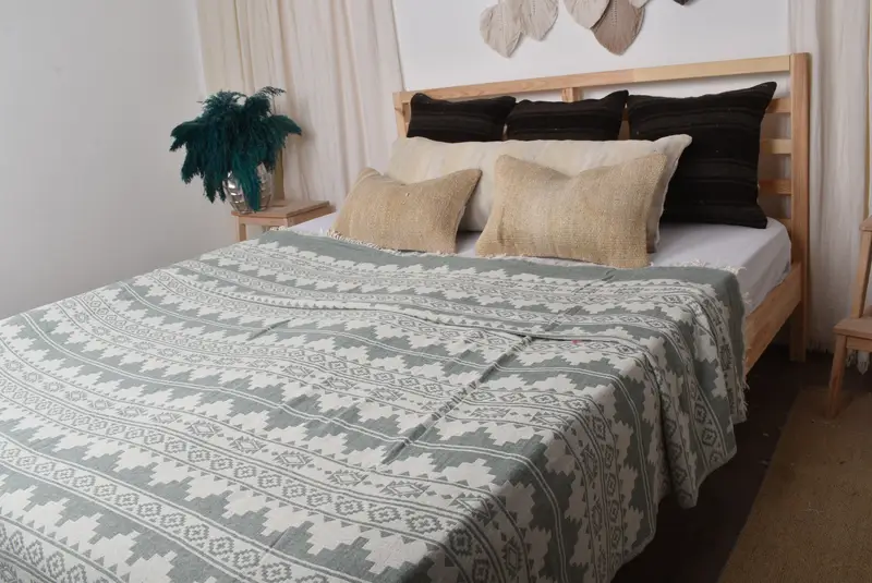Turkish Beach Blanket, Personalized Gifts, Bedspread, Turkish Cotton Blanket, Throw Blanket, 92x80 Cotton Kilim Towel, Organic Throw, Couch Blanket - 8