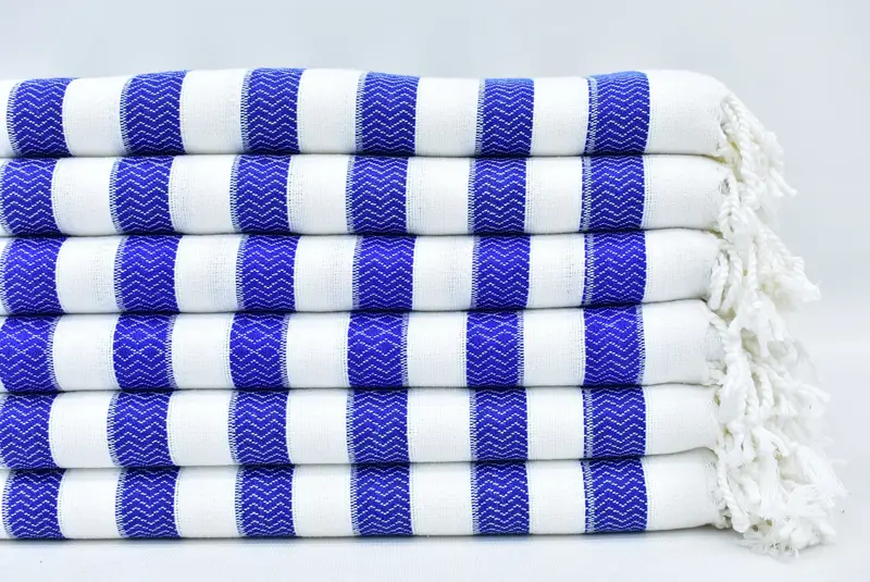 Beach Towel Personalized Turkish Cotton Sax Blue 1 Striped, 70x36 Inches