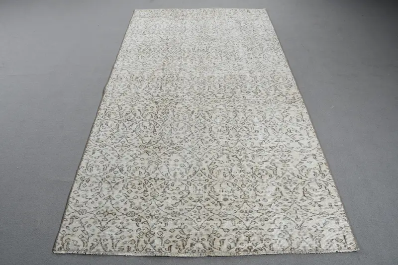 Zarif Bej Oryantal Halı, Kahverengi Desenli 4,3x8,1 ft