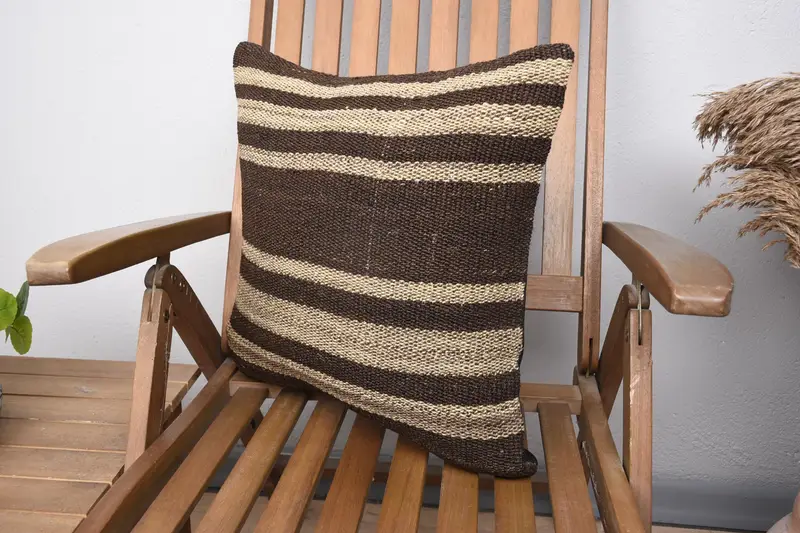 Bolster Throw Pillow, Kilim Cushion Sham, Wholesale Pillow, 18x18 Brown Cushion Cover, Pillow, Kilim Pillow Cover, Antique Pillows, Accent Pillow - 3