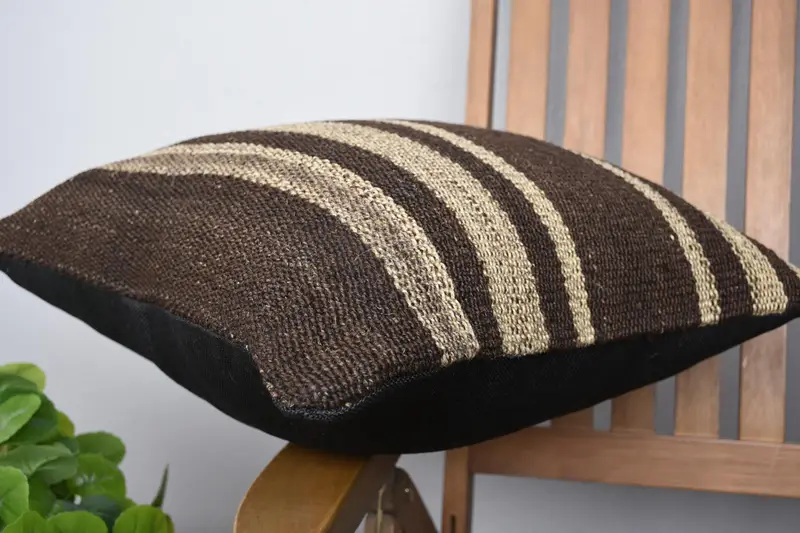 Bolster Throw Pillow, Kilim Cushion Sham, Wholesale Pillow, 18x18 Brown Cushion Cover, Pillow, Kilim Pillow Cover, Antique Pillows, Accent Pillow - 6