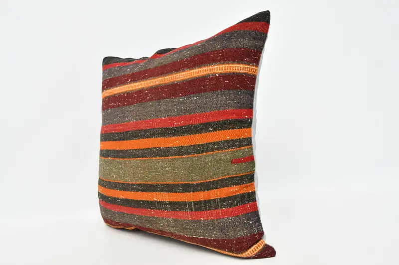 Art Deco Cushion Case, Kilim Pillow, Interior Designer Pillow, Bolster Cushion Cover, 20x20 Red Pillow Sham, Pillow for Couch, Cushion Cover - 4