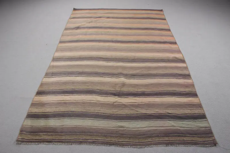 Elegant Beige & Purple Rug, 5,1x8,2 ft Floral and Paisley