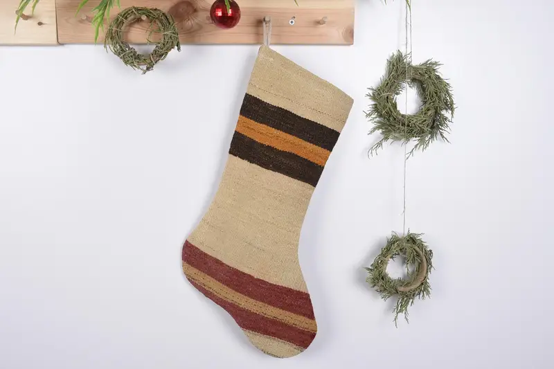 Festive Christmas Ornaments Pattern, 19-Inch Wide Christmas Stocking