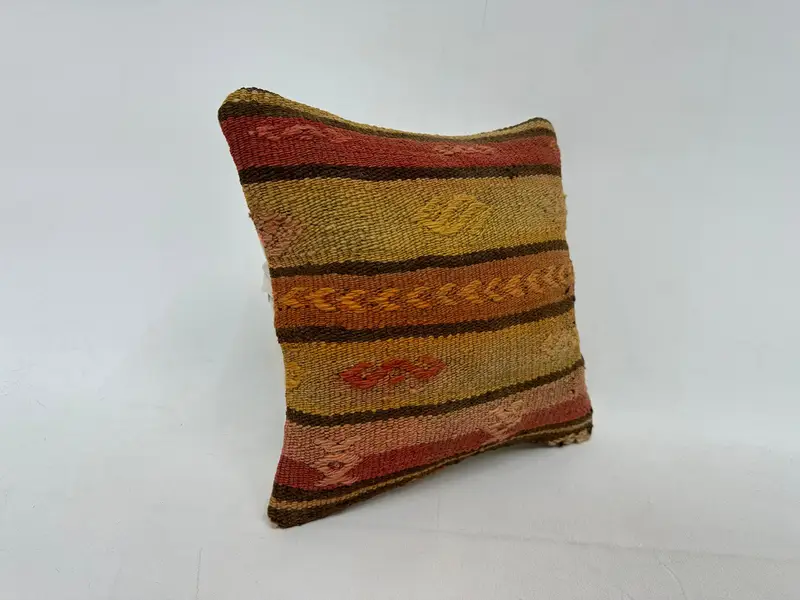 Kilim Pillow Cover, 14x14 Red Pillow Case, Handmade Kilim Cushion, Wholesale Cushion Cover, Boho Throw Pillow Sham, Pillow Cover, Boho Pillow - 3