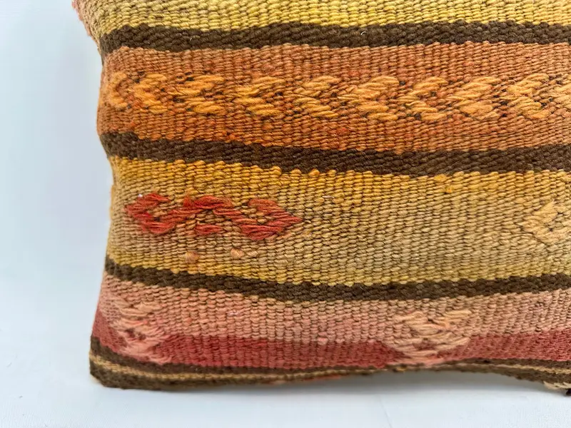 Kilim Pillow Cover, 14x14 Red Pillow Case, Handmade Kilim Cushion, Wholesale Cushion Cover, Boho Throw Pillow Sham, Pillow Cover, Boho Pillow - 2