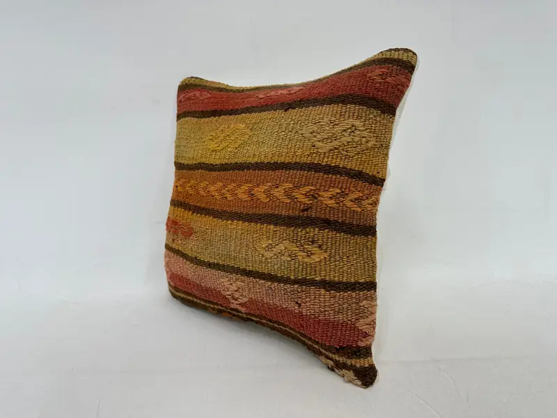 Kilim Pillow Cover, 14x14 Red Pillow Case, Handmade Kilim Cushion, Wholesale Cushion Cover, Boho Throw Pillow Sham, Pillow Cover, Boho Pillow - 4