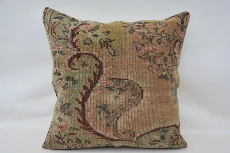 Cotton Cushion Case, 32x32 Green Pillow, Boho Chic Pillow Cover, Home Decor Pillow, Interior Designer Pillow, Handmade Kilim Cushion, Cushion Case - 4
