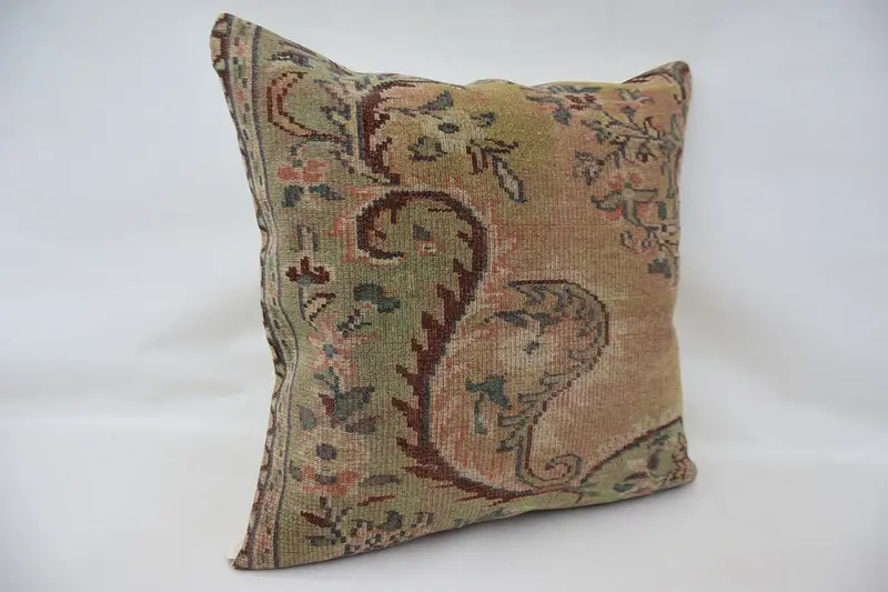 Cotton Cushion Case, 32x32 Green Pillow, Boho Chic Pillow Cover, Home Decor Pillow, Interior Designer Pillow, Handmade Kilim Cushion, Cushion Case - 3