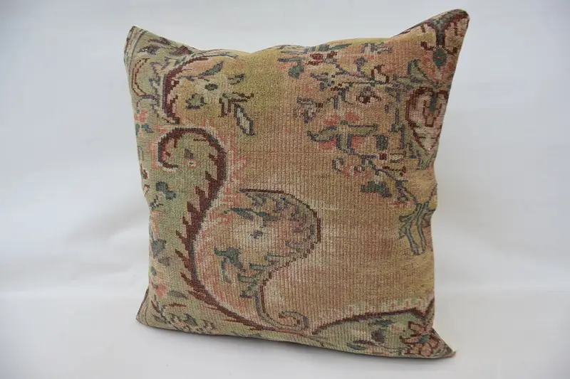 Cotton Cushion Case, 32x32 Green Pillow, Boho Chic Pillow Cover, Home Decor Pillow, Interior Designer Pillow, Handmade Kilim Cushion, Cushion Case - 5