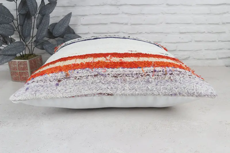 Turkish Kilim Pillow, Indoor Cushion Cover, Vintage Cushion Case, Throw Kilim Pillow, Pillow Cover, 22x22 White Cushion, Pillow for Couch - 6