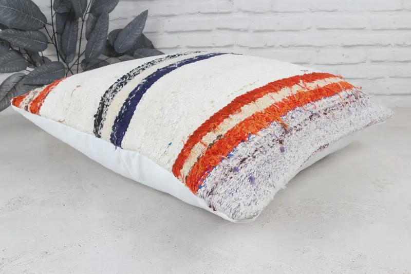 Turkish Kilim Pillow, Indoor Cushion Cover, Vintage Cushion Case, Throw Kilim Pillow, Pillow Cover, 22x22 White Cushion, Pillow for Couch - 7