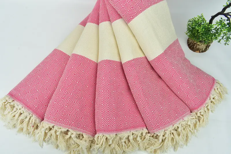 Housewarming Gift, 96x80 Cotton Diamond Towel, Tablecloth, Beach Wedding Favor, Throw Blankets for Couch, Monogram Beach Blanket, Bridal Shower Gift - 4