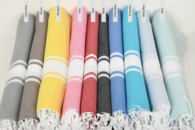 Beach Towel Customized Turkish Cotton Beige Stripes, 40x71 Inches