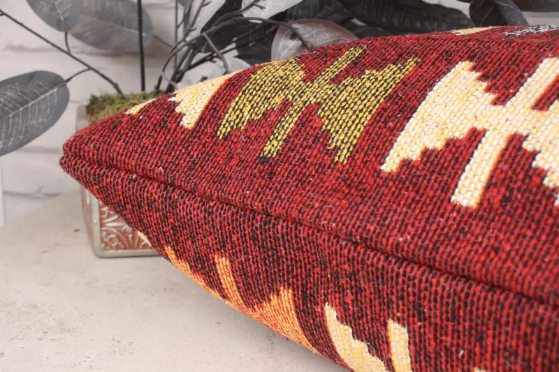 Boho Pillow Sham Cover, Kilim Pillow Cover, Boho Pillow, Pillow Cover, 16x43 Red Cushion Cover, Pattern Throw Cushion Cover, Car Cushion Case - 7