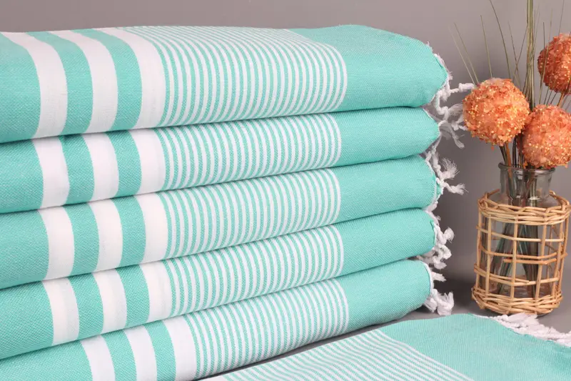 Personalized Turkish Towel Benetton Green Striped, 40x71 Inches